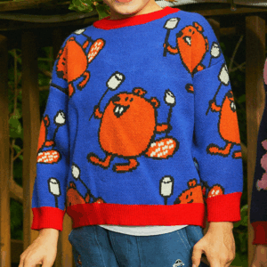 미니도우 비버 배색 아동 니트 스웨터